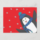 Carte Postale Pingouin de Noël mignon en rouge (Devant)