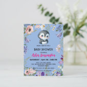 Carte Postale Pingouin doux mignon baby shower de fleurs rustiqu (Debout devant)
