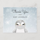 Carte Postale Pingouin en Masque Baby shower Merci (Devant)