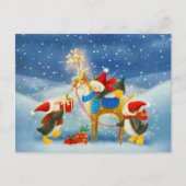 Carte Postale Pingouin et rennes (Devant)