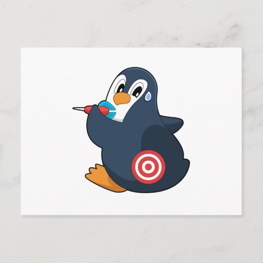 Carte Postale Pingouin fléchettes fléchettes (Devant)
