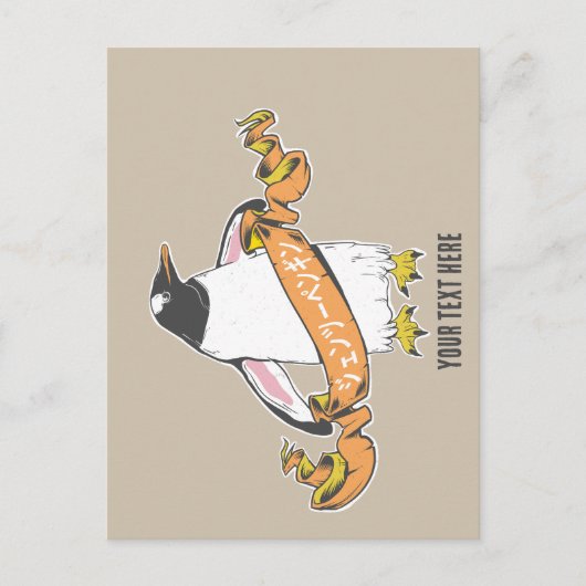 Carte Postale Pingouin Gentoo écriture japonaise Kanji (Devant)