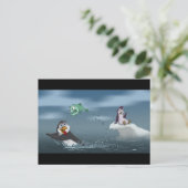 Carte Postale Pingouin "Go Fish" avec Arrière - plan (Debout devant)