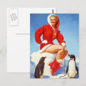 Carte Postale Pingouin Love Pin Up Girl (Devant / Derrière)