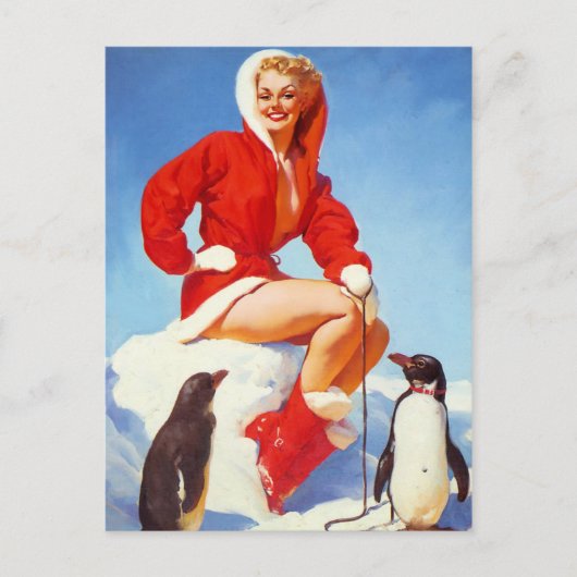 Carte Postale Pingouin Love Pin Up Girl (Devant)