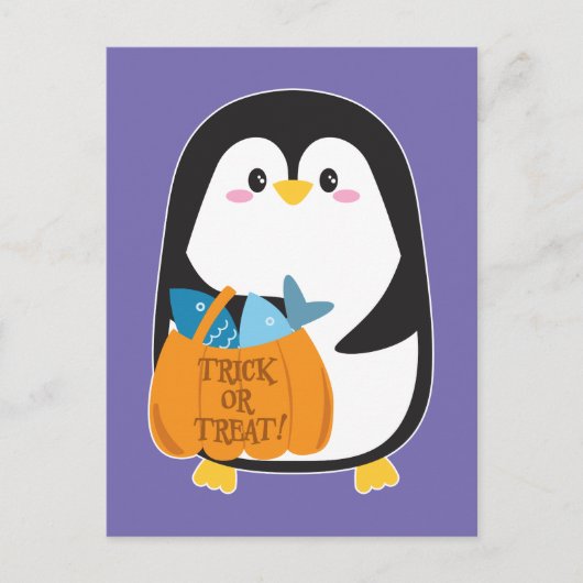 Carte Postale Pingouin mignon à Halloween - (Devant)