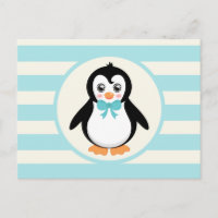 Pingouin mignon avec Bowtie Turquoise