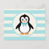 Carte Postale Pingouin mignon avec Bowtie Turquoise (Devant)