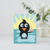 Carte Postale Pingouin mignon debout sur la glace (Debout devant)