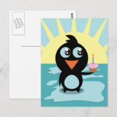 Carte Postale Pingouin mignon debout sur la glace (Devant / Derrière)