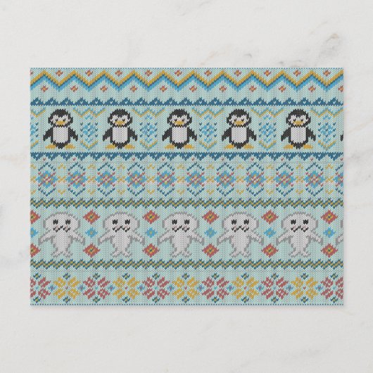 Carte Postale Pingouin mignon et Motif de phoque (Devant)