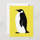 Carte Postale Pingouin mignon illumant jaune noir blanc (Devant / Derrière)