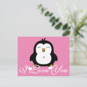 Carte Postale Pingouin mignon Je T'Aime (Debout devant)