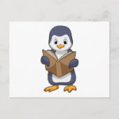 Carte Postale Pingouin Nerd avec Livre (Devant)