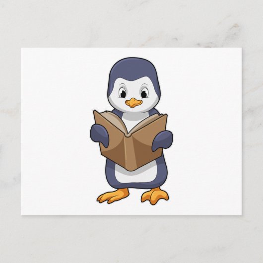 Carte Postale Pingouin Nerd avec Livre (Devant)
