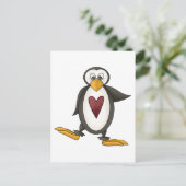 Carte Postale Pingouin parfait ・ Coeur (Debout devant)