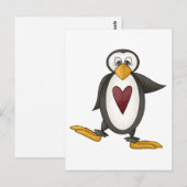 Carte Postale Pingouin parfait ・ Coeur (Devant / Derrière)