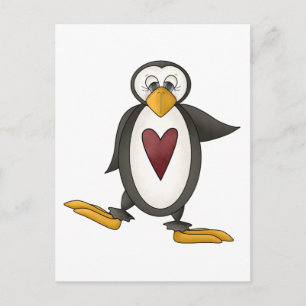 Carte Postale Pingouin parfait ・ Coeur