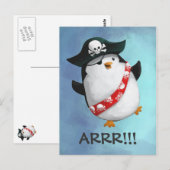 Carte Postale Pingouin Pirate mignon (Devant / Derrière)