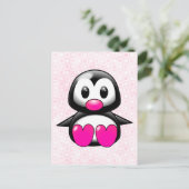 Carte Postale Pingouin rose mou (Debout devant)