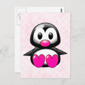 Carte Postale Pingouin rose mou (Devant / Derrière)