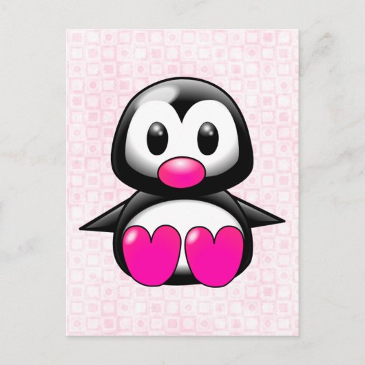 Carte Postale Pingouin rose mou (Devant)