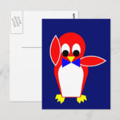 Carte Postale Pingouin - Rouge (Devant / Derrière)