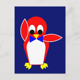 Carte Postale Pingouin - Rouge