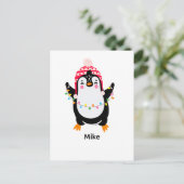 Carte Postale Pingouin scintillant avec lumières de Noël (Debout devant)
