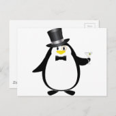 Carte Postale Pingouin sophistiqué avec Martini (Devant / Derrière)