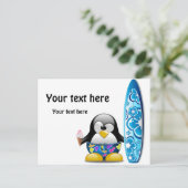 Carte Postale Pingouin surfer avec glace (Debout devant)