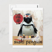 Carte Postale pingouin sushi (Devant / Derrière)