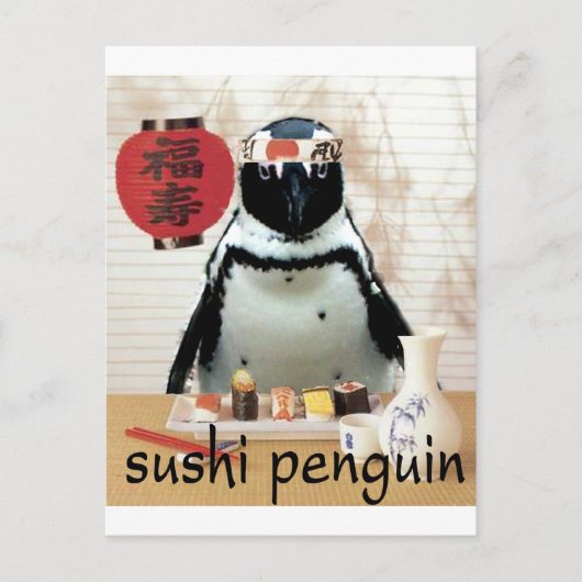 Carte Postale pingouin sushi (Devant)