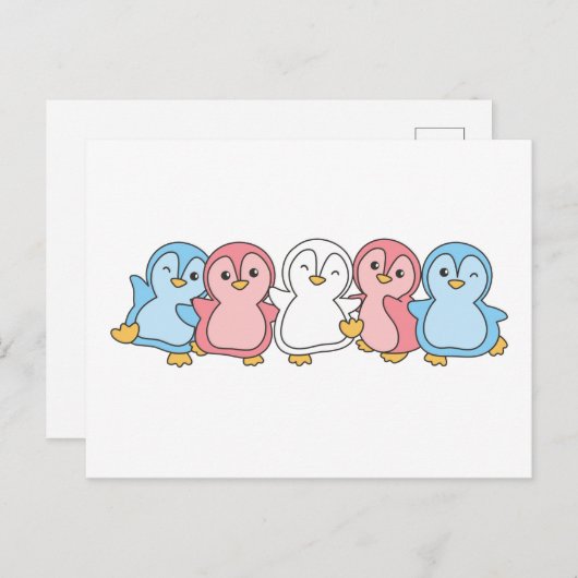 Carte postale Pingouin Transgenre Flag Pride Lgbtq (Devant / Derrière)