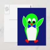 Carte Postale Pingouin - Vert (Devant / Derrière)