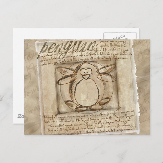 Carte Postale Pingouin vitruvien (Devant / Derrière)