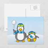 Carte Postale Pingouins à neige (Devant / Derrière)
