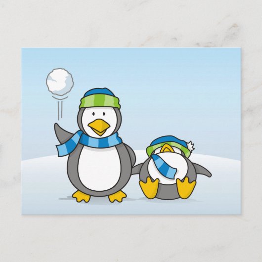 Carte Postale Pingouins à neige (Devant)