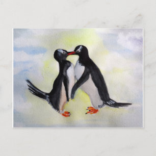 Carte postale Pingouins aquarelle