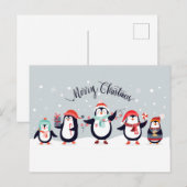 Carte Postale Pingouins de Noël (Devant / Derrière)