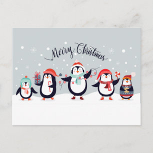 Carte Postale Pingouins de Noël