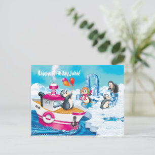 Carte Postale pingouins en Antarctique