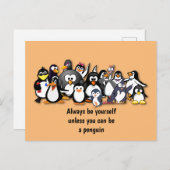 Carte Postale Pingouins mignons animés (Devant / Derrière)