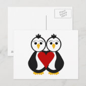 Carte Postale Pingouins mignons en amour (Devant / Derrière)
