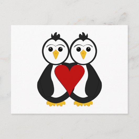 Carte Postale Pingouins mignons en amour (Devant)