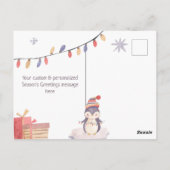 Carte Postale Pingouins mignons Jouer dans des vacances joyeuses (Dos)