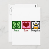 Carte Postale Pingouins Peace Love (Devant / Derrière)