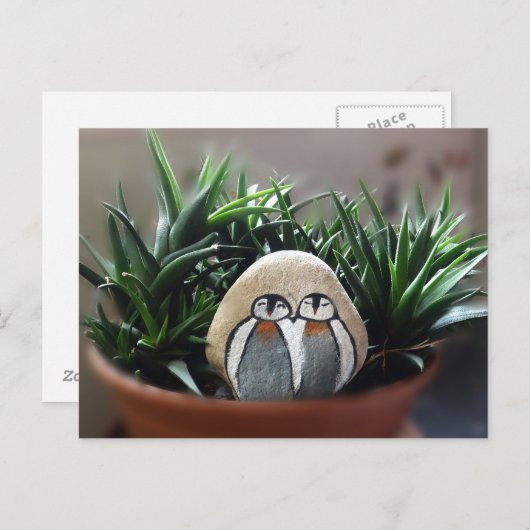 Carte postale Pingouins Peint Pierre (Devant / Derrière)