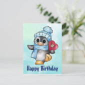 Carte Postale Pinguin mit herz (Debout devant)