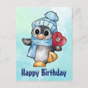 Carte Postale Pinguin mit herz
